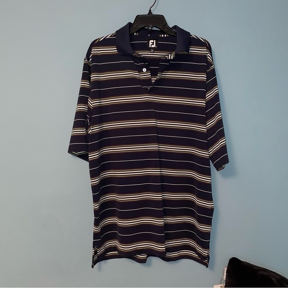 FootJoy Striped Three Button Polo Shirt Size Large - Picture 1 of 7